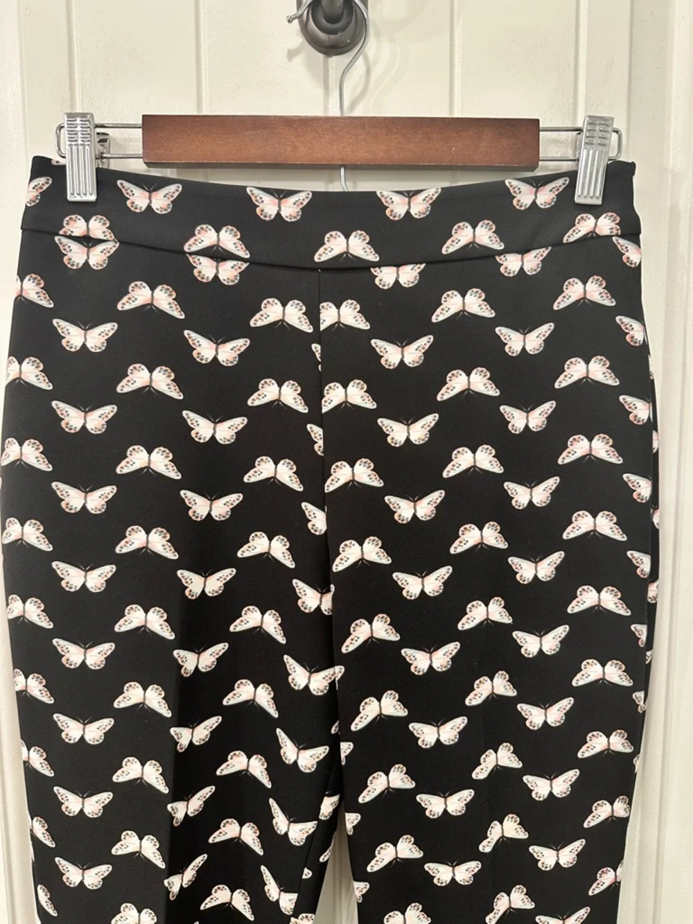 Kate Spade Black Butterfly Print Crepe Ankle Pants Size 2
